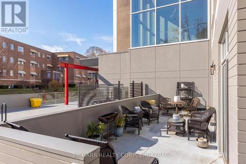 Full length entertaining terrace - 401 - 77 Yates Street, St. Catharines (Downtown), ON - Outdoor With Exterior