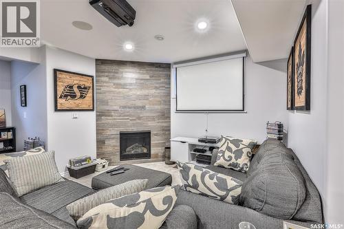 200 Clubhouse Boulevard E, Warman, SK - Indoor Photo Showing Living Room With Fireplace
