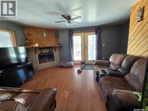 107 Van Horne Street, Windthorst, SK - Indoor Photo Showing Living Room With Fireplace