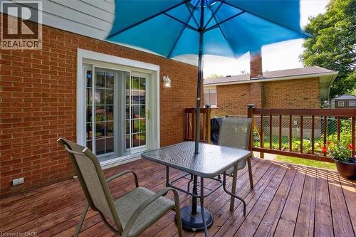 Freshly stained deck with access to the main level. - 12 Miller Crescent, Simcoe, ON - Outdoor With Deck Patio Veranda With Exterior