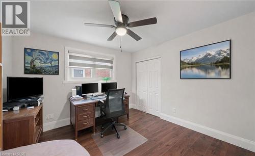 Office with dark wood-style flooring and a ceiling fan - 4516 Gullfoot Circle, Mississauga, ON - Indoor
