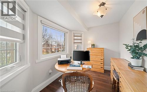 Home office featuring dark wood finished floors and baseboards - 4516 Gullfoot Circle, Mississauga, ON - Indoor Photo Showing Office
