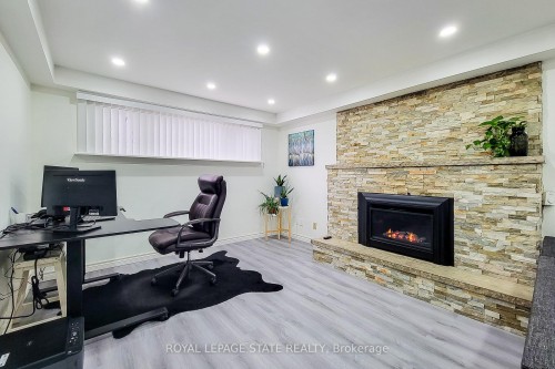 114 Juanita Drive, Hamilton, ON - Indoor Photo Showing Office With Fireplace