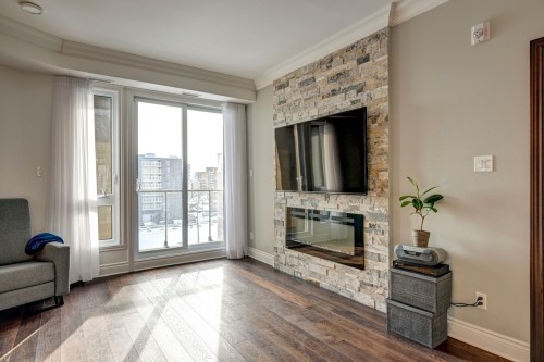 Living Room - 606-5715 Rue Jean-Talon E., Montréal (Saint-Léonard), QC - Indoor Photo Showing Living Room With Fireplace