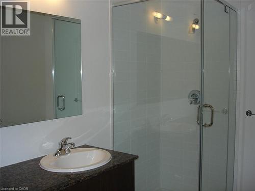Bathroom with vanity and a stall shower - 191 King Street S Unit# 712, Waterloo, ON - Indoor Photo Showing Bathroom