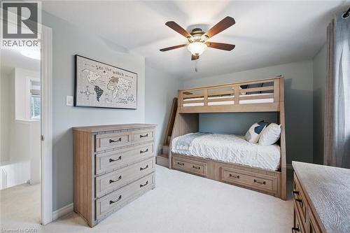 Bedroom with light carpet and ceiling fan - 68 Newman Drive, Cambridge, ON - Indoor Photo Showing Bedroom