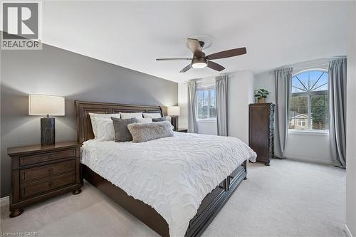 Bedroom featuring light carpet and a ceiling fan - 68 Newman Drive, Cambridge, ON - Indoor Photo Showing Bedroom