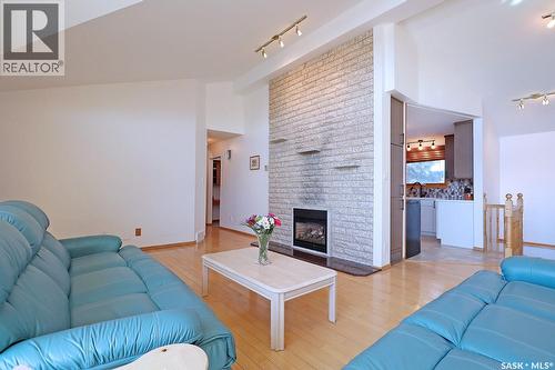 110 Logan Crescent E, Yorkton, SK - Indoor Photo Showing Living Room With Fireplace
