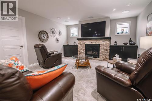 4960 Wright Road, Regina, SK - Indoor Photo Showing Living Room With Fireplace
