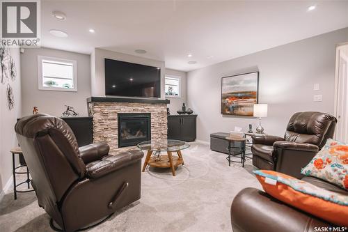 4960 Wright Road, Regina, SK - Indoor Photo Showing Living Room With Fireplace