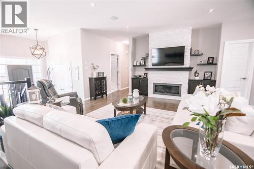 4960 Wright Road, Regina, SK - Indoor Photo Showing Living Room With Fireplace