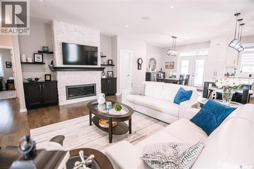 4960 Wright Road, Regina, SK - Indoor Photo Showing Living Room With Fireplace