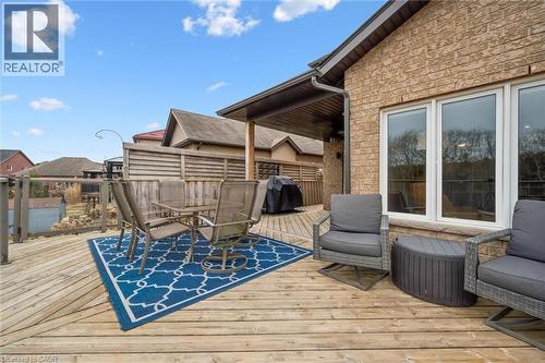 Deck with outdoor dining space and area for grilling - 469 Woodbine Avenue, Kitchener, ON - Outdoor With Deck Patio Veranda With Exterior