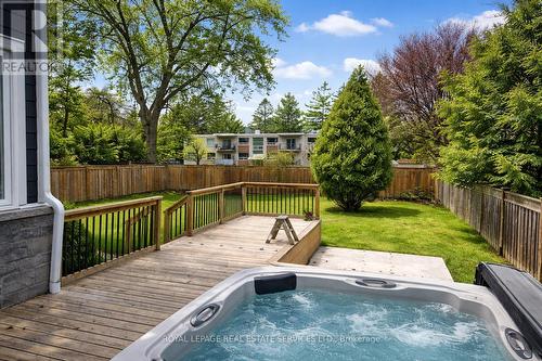 Private Backyard Oasis w/Custom Deck with Hot Tub - 2163 Deyncourt Drive, Burlington, ON - Outdoor With Deck Patio Veranda With Backyard