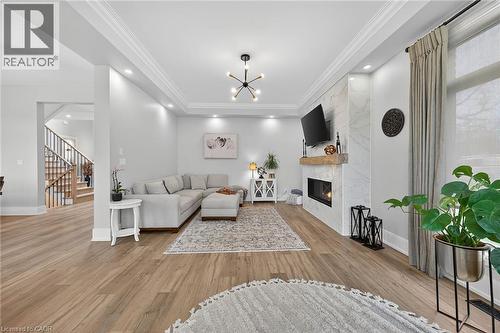 397 Caithness Street E, Caledonia, ON - Indoor Photo Showing Living Room With Fireplace