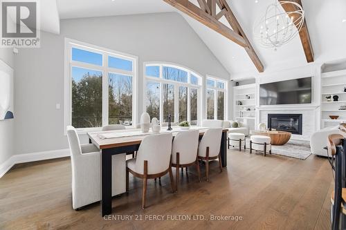 3905 Sideline 14, Pickering, ON - Indoor Photo Showing Dining Room With Fireplace