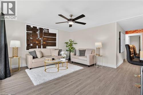 Living area with light wood-type flooring and a ceiling fan - 146 Appalachian Crescent Unit# Upper, Kitchener, ON - Indoor Photo Showing Living Room
