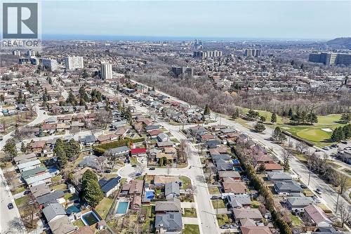 Aerial overview of property's location with nearby urban area - 122 Glen Forest Drive, Hamilton, ON - Outdoor With View