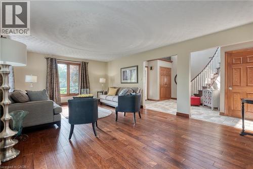 Living area with hardwood / wood-style flooring - 15 Marquette Drive, Kitchener, ON - Indoor Photo Showing Living Room