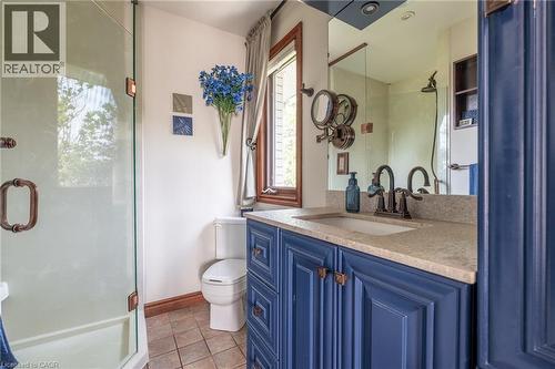 Full bathroom featuring vanity, a shower stall, and light tile patterned floors - 15 Marquette Drive, Kitchener, ON - Indoor Photo Showing Bathroom