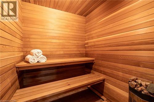 Relaxing sauna / steam room featuring wooden walls and wood ceiling - 15 Marquette Drive, Kitchener, ON - Indoor Photo Showing Other Room