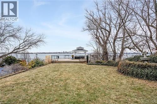 View of yard featuring a water view and a gazebo - 624 North Shore Boulevard E, Burlington, ON - Outdoor With Body Of Water With View