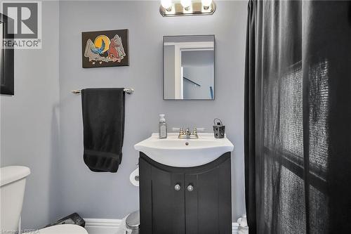 Full bathroom with vanity and a shower with shower curtain - 56 Forsythe Avenue, Brantford, ON - Indoor Photo Showing Bathroom