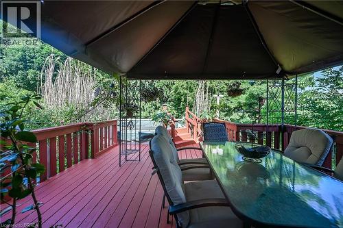 Deck featuring outdoor dining space and a gazebo - 56 Forsythe Avenue, Brantford, ON - Outdoor With Deck Patio Veranda With Exterior