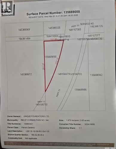3.6 Acre Build Site, Corman Park Rm No. 344, SK 