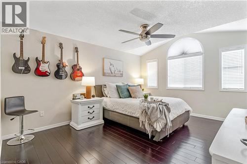 Primary bedroom with hard wood flooring. - 440 Langlaw Drive, Cambridge, ON - Indoor Photo Showing Bedroom