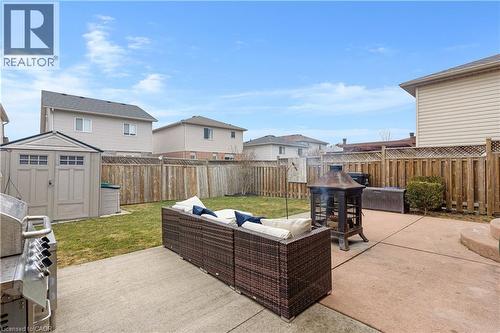 Fenced backyard featuring a patio area. - 440 Langlaw Drive, Cambridge, ON - Outdoor With Deck Patio Veranda With Exterior