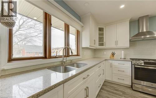 Quartz counter tops - 449 Greenfield Avenue, Kitchener, ON - Indoor Photo Showing Kitchen With Double Sink With Upgraded Kitchen