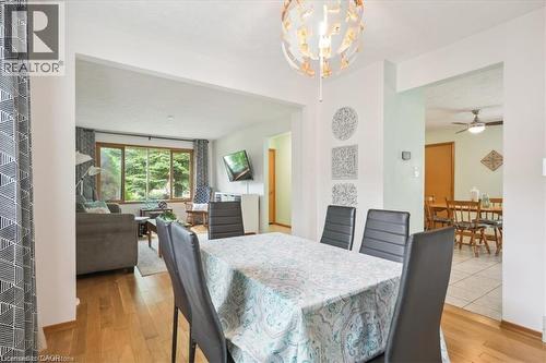 Dining room featuring light wood-style flooring and ceiling fan - 47 Claycroft Crescent Unit# Upper, Kitchener, ON - Indoor Photo Showing Dining Room