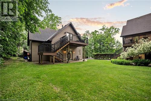 Outside view of guest quarters showcasing composite staircase and deck - 515 Hamilton Drive, Ancaster, ON - Outdoor With Deck Patio Veranda