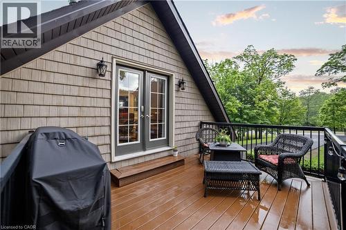 Composite deck with gas line for BBQ, double french doors - 515 Hamilton Drive, Ancaster, ON - Outdoor With In Ground Pool With Deck Patio Veranda With Backyard