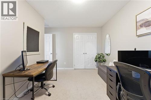 Office space with light colored carpet and a textured ceiling - 208 Templewood Drive, Kitchener, ON - Indoor Photo Showing Office