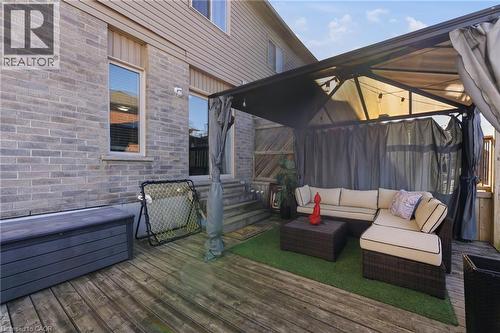 Deck with outdoor lounge area, a fenced backyard, and a gazebo - 208 Templewood Drive, Kitchener, ON - Outdoor With Deck Patio Veranda With Exterior