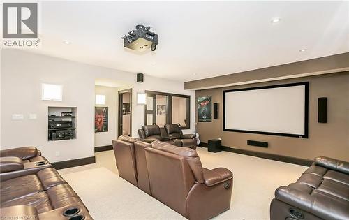 Home theater room featuring recessed lighting and light carpet - 24 Jacob Gingrich Drive, Kitchener, ON - Indoor Photo Showing Other Room