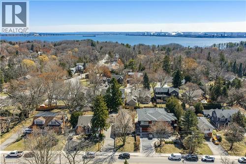 Aerial view of residential area with a large body of water - 220 Townsend Avenue, Burlington, ON - Outdoor With Body Of Water With View