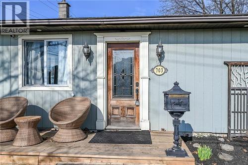 Entrance to property featuring a chimney - 703 Dunn Avenue, Hamilton, ON - Outdoor