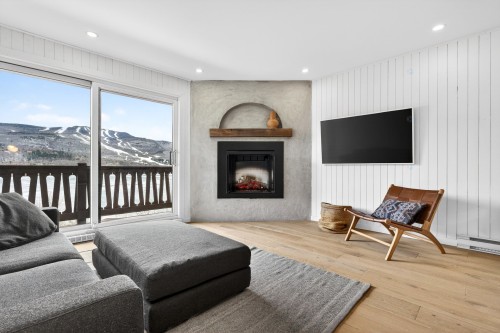 Salon - 223-129 Rue Cuttle, Mont-Tremblant, QC - Indoor Photo Showing Living Room With Fireplace