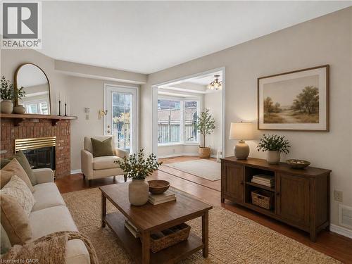 Virtually Staged / Enhanced - 86 Rita Avenue, Hamilton, ON - Indoor Photo Showing Living Room With Fireplace