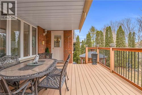 Wooden deck with outdoor dining area - 228 Michener Crescent, Kitchener, ON - Outdoor With Deck Patio Veranda With Exterior