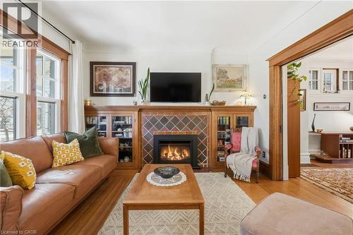 16 Burris Street, Hamilton, ON - Indoor Photo Showing Living Room With Fireplace