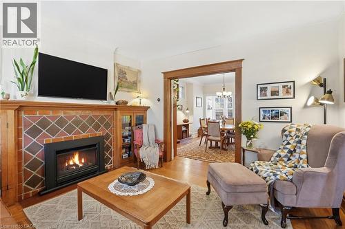 16 Burris Street, Hamilton, ON - Indoor Photo Showing Living Room With Fireplace