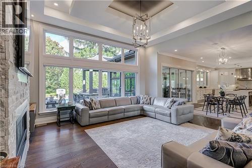 100 Seneca Drive, Ancaster, ON - Indoor Photo Showing Living Room With Fireplace