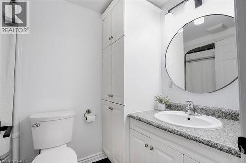 Full bath featuring vanity and a shower with curtain - 23247 Beattie Line, Elgin, ON - Indoor Photo Showing Bathroom
