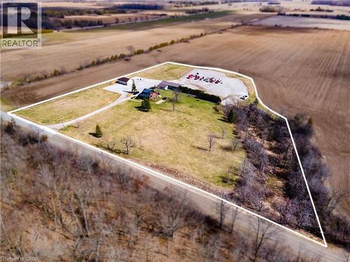 Aerial view of sparsely populated area with property parcel outlined - 23247 Beattie Line, Elgin, ON - Outdoor With View