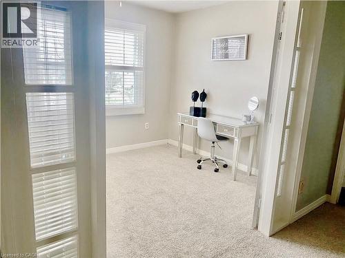 Office area featuring light colored carpet and baseboards - 2056 Hadfield Court, Burlington, ON - Indoor Photo Showing Office