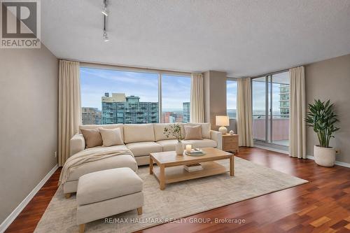 VIRTUALLY STAGED - 1404 - 160 George Street, Ottawa, ON - Indoor Photo Showing Living Room